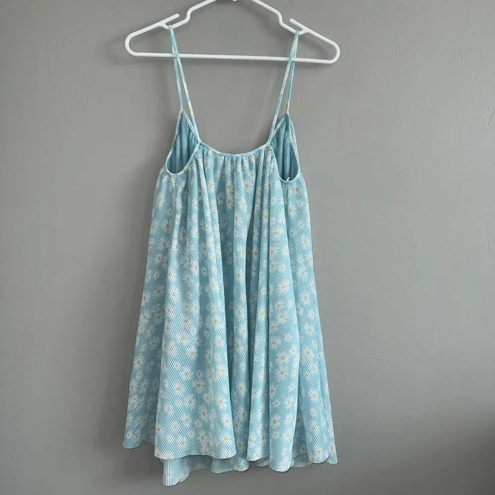Zara Spaghetti Strap Mini Dress Daisy Floral Print Babydoll Bohemian Flowy S M - Picture 2 of 6